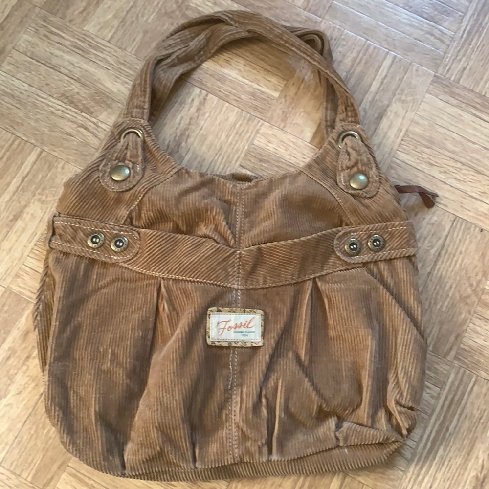 Fossil Corduroy Purse Brown